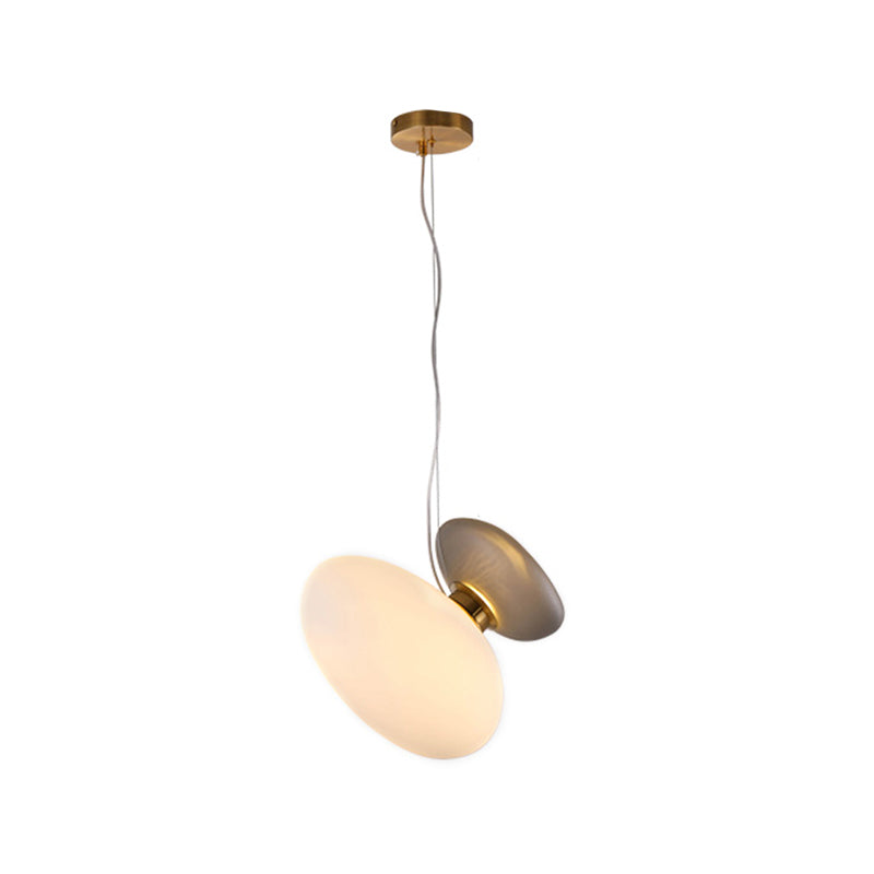 2 Taavita Dining Room Pendants Light Postmodern Brass Hanging Lighting with Cream/Stone Blue Glass Shades