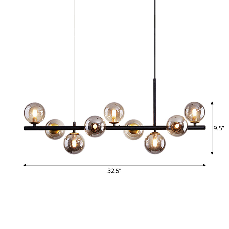 Modern Glass Ball Pendant with 7/9/11 Lights in Black/Gold for Kitchen Island Lighting