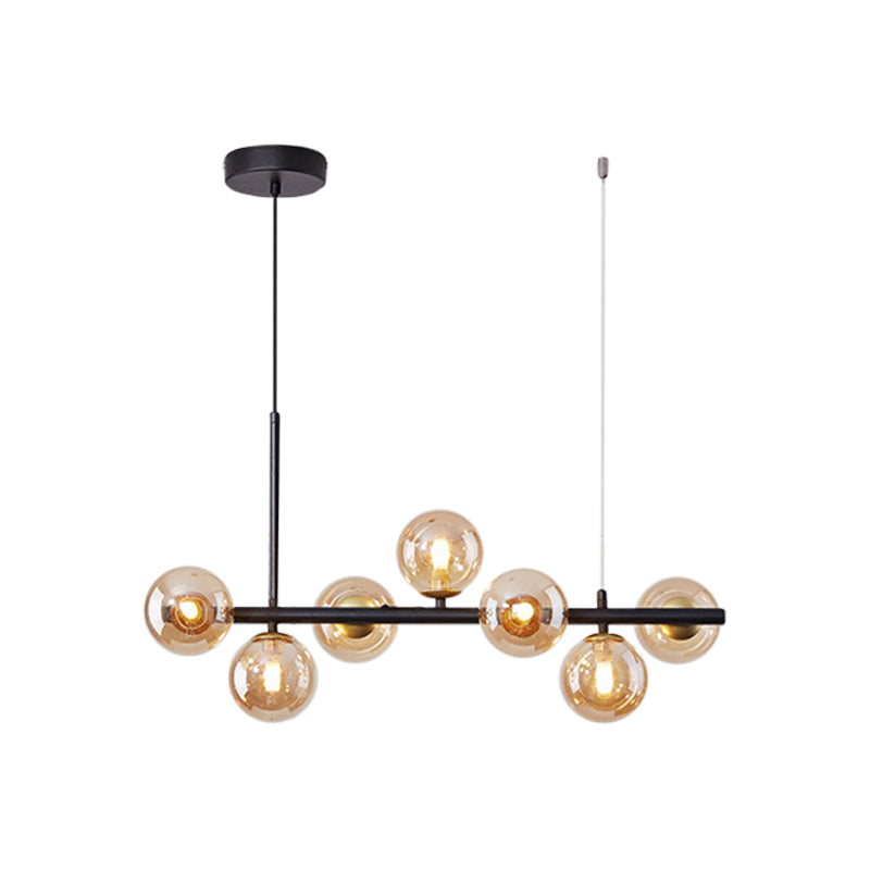 Modern Glass Ball Pendant with 7/9/11 Lights in Black/Gold for Kitchen Island Lighting