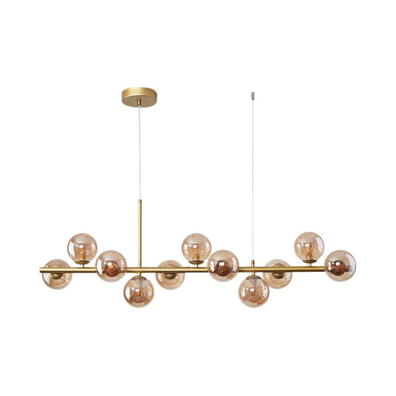 Modern Glass Ball Pendant with 7/9/11 Lights in Black/Gold for Kitchen Island Lighting