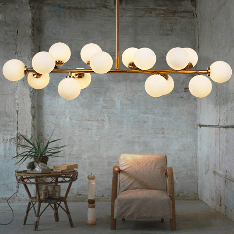 Taavita Island Light Fixture Postmodern Gold Pendant Ceiling Light with Opal Frosted Glass and 16 Bulbs