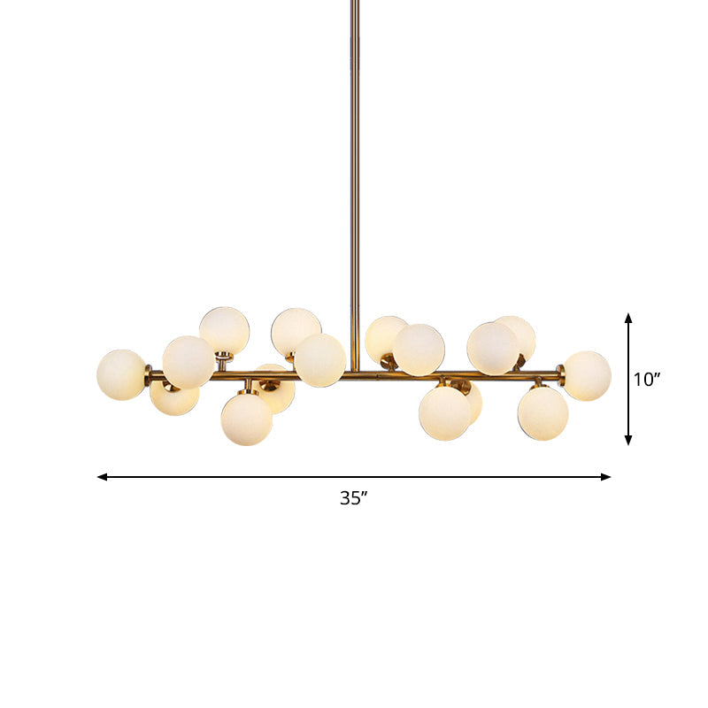 Taavita Island Light Fixture Postmodern Gold Pendant Ceiling Light with Opal Frosted Glass and 16 Bulbs