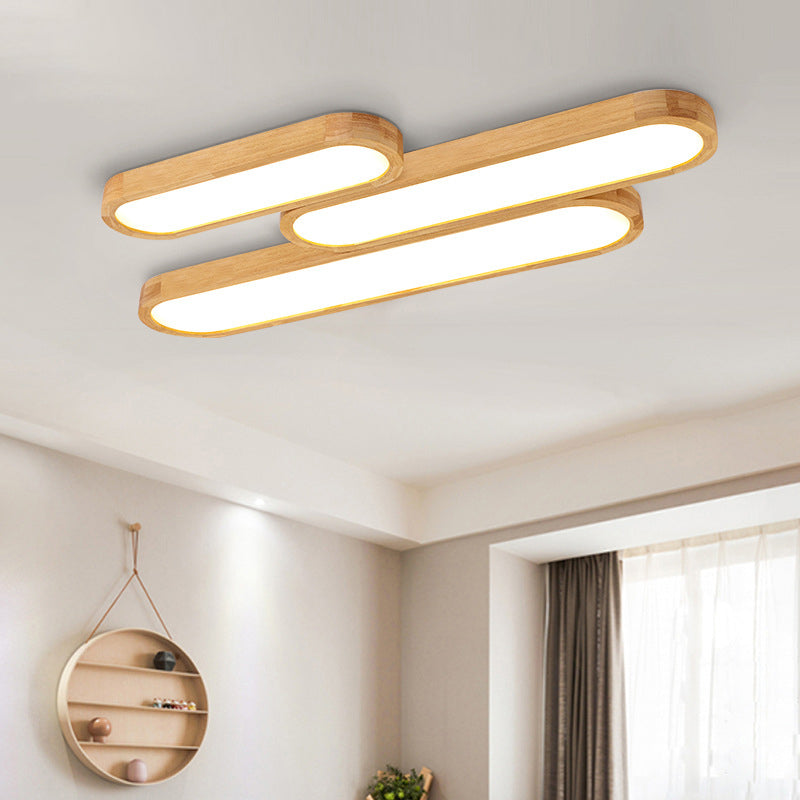 Minimalistic Elongated Wooden Ceiling Lighting Living Room LED Taavita Mounted Light in Warm/White Light, 25.5"/35.5"/47" Length