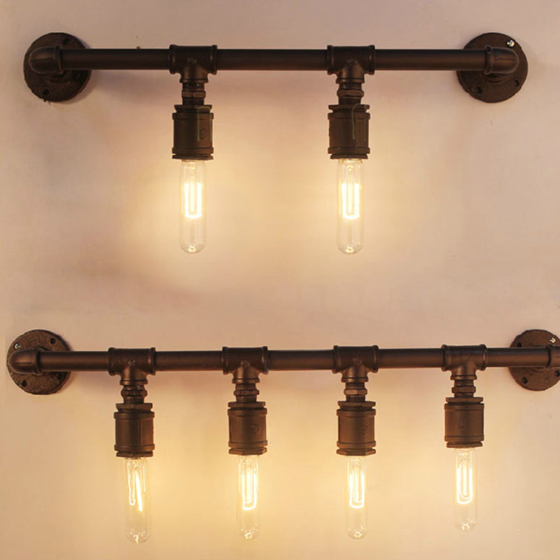 Taavita Black Wall Light with Straight Tube, 2/4/6 Lamps, Industrial Wall Sconce for Living Room