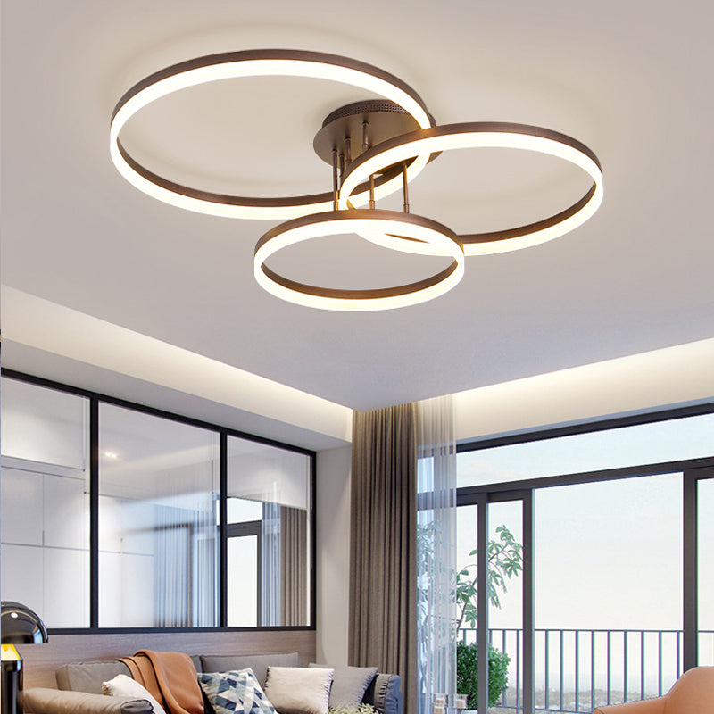 Taavita 3-Ring LED Ceiling Light Minimalist Acrylic Half-Flower Mounting Lamp in Warm/White Light