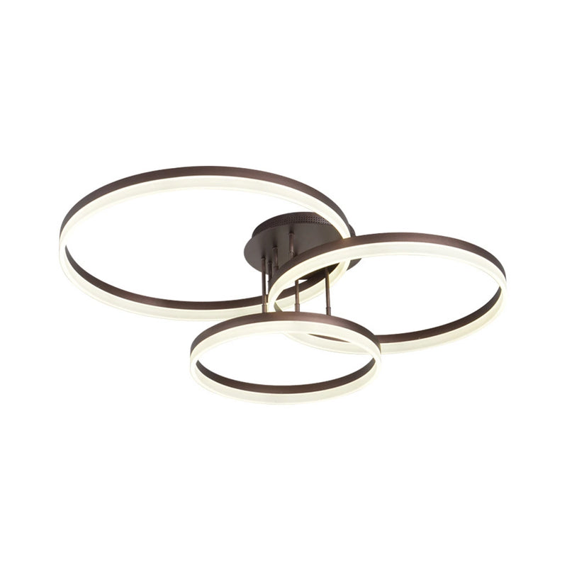 Taavita 3-Ring LED Ceiling Light Minimalist Acrylic Half-Flower Mounting Lamp in Warm/White Light