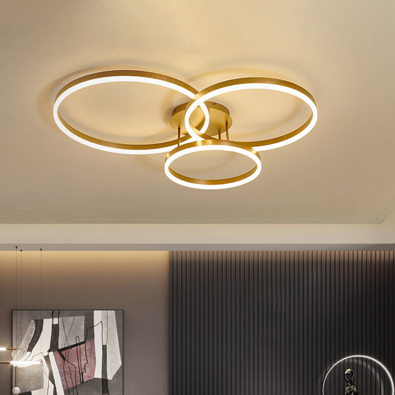 Taavita 3-Ring LED Ceiling Light Minimalist Acrylic Half-Flower Mounting Lamp in Warm/White Light