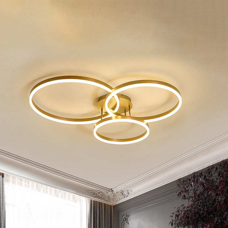 Taavita 3-Ring LED Ceiling Light Minimalist Acrylic Half-Flower Mounting Lamp in Warm/White Light