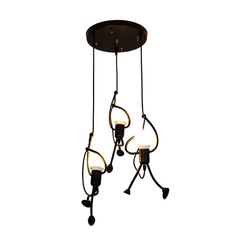 Taavita Hanging Ceiling Light Artistic Metallic 1/3 Head Bedroom Pendant in Black