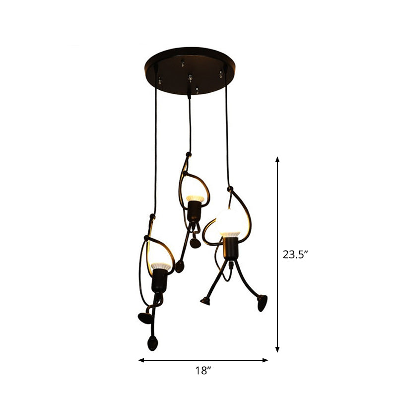 Taavita Hanging Ceiling Light Artistic Metallic 1/3 Head Bedroom Pendant in Black