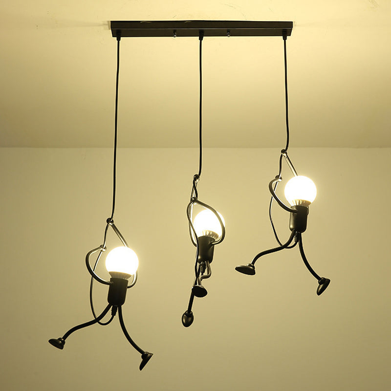 Taavita Hanging Ceiling Light Artistic Metallic 1/3 Head Bedroom Pendant in Black