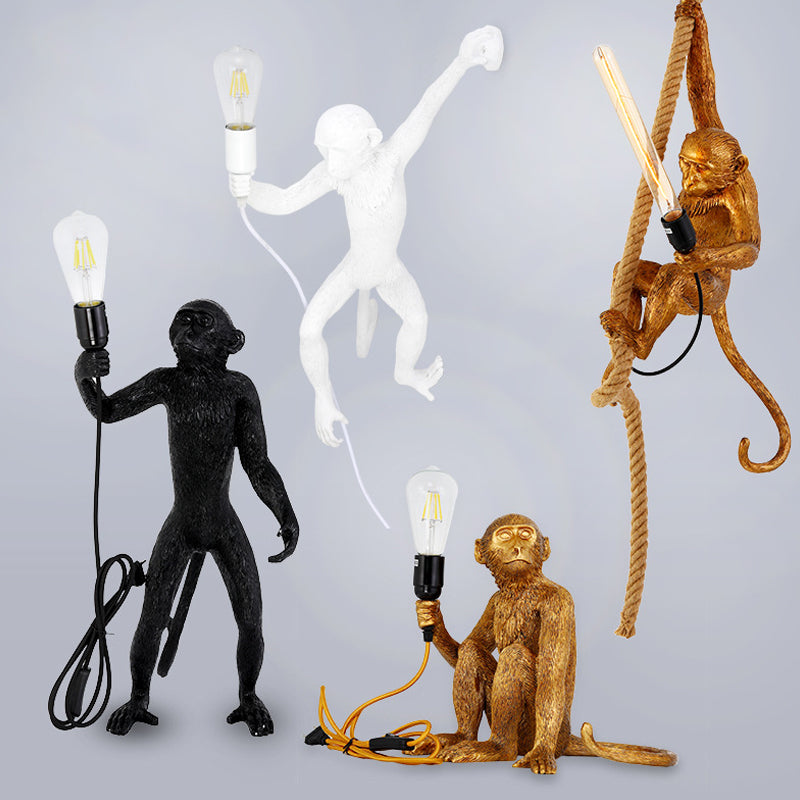 Monkey Ceiling Light Art Deco Resin 1-Bulb Living Room Hanging Pendant Light in Gold Clearhalo 'Ceiling Lights' 'Pendant Lights' 'Pendants' Lighting' 1970426