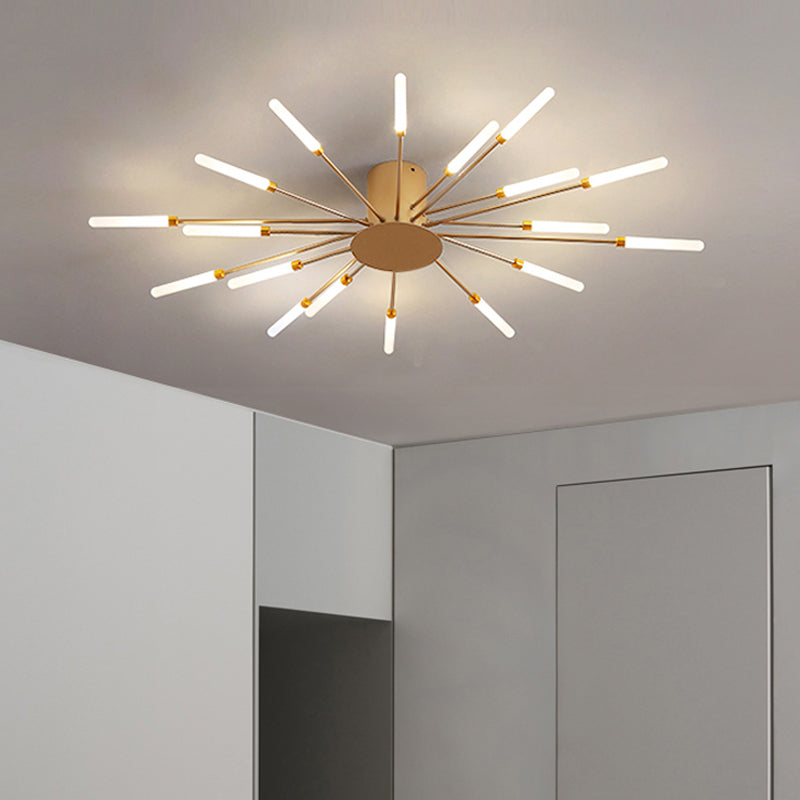 Black/Gold Burst Ceiling Light Fixture Contemporary 12/18/28 Lights Acrylic LED Semi Flush Mounted Lamp for Bedroom Clearhalo 'Ceiling Lights' 'Close To Ceiling Lights' 'Close to ceiling' 'Semi-flushmount' Lighting' 1970603