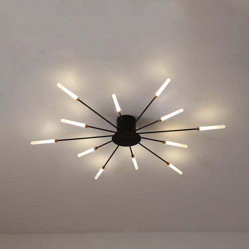 Black/Gold Burst Ceiling Light Fixture Contemporary 12/18/28 Lights Acrylic LED Semi Flush Mounted Lamp for Bedroom Clearhalo 'Ceiling Lights' 'Close To Ceiling Lights' 'Close to ceiling' 'Semi-flushmount' Lighting' 1970611