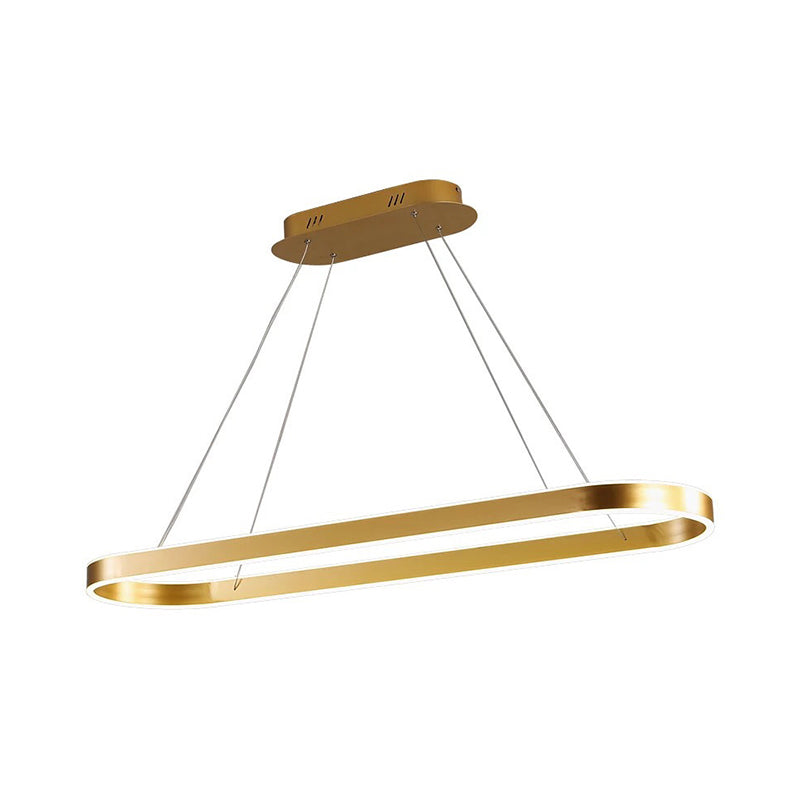 Taavita Ellipse LED Island Pendant Light in Black/White/Gold, Acrylic Hanging Ceiling Fixture for Living Room, Available in 31.5"/39"/47" Width