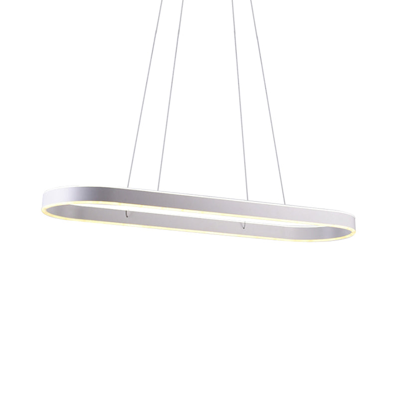 Taavita Ellipse LED Island Pendant Light in Black/White/Gold, Acrylic Hanging Ceiling Fixture for Living Room, Available in 31.5"/39"/47" Width