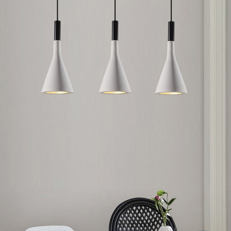 Grey/White/Coffee Funnel Pendant Light Nordic Cement 1 Head Dining Table Suspended Lighting Fixture Clearhalo 'Ceiling Lights' 'Industrial Pendants' 'Industrial' 'Middle Century Pendants' 'Pendant Lights' 'Pendants' 'Tiffany' Lighting' 1982067