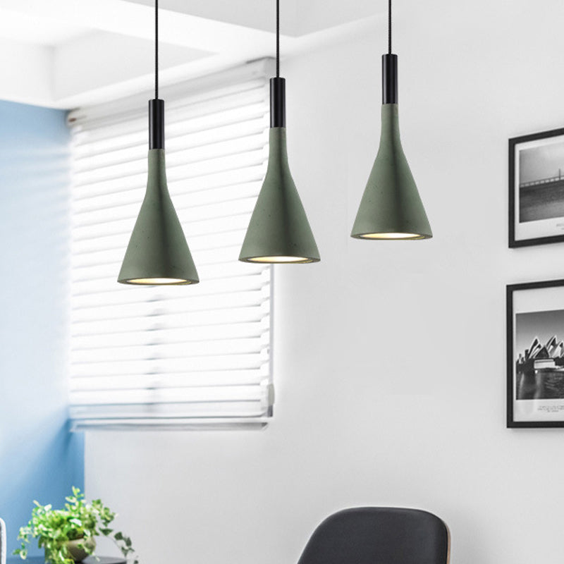 Grey/White/Coffee Funnel Pendant Light Nordic Cement 1 Head Dining Table Suspended Lighting Fixture Clearhalo 'Ceiling Lights' 'Industrial Pendants' 'Industrial' 'Middle Century Pendants' 'Pendant Lights' 'Pendants' 'Tiffany' Lighting' 1982063