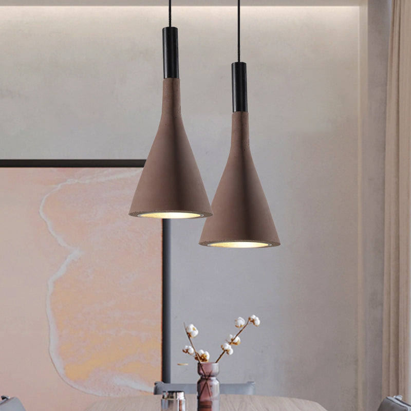 Taavita Funnel Pendant Light Nordic Cement 1 Head Hanging Lighting Dining Table