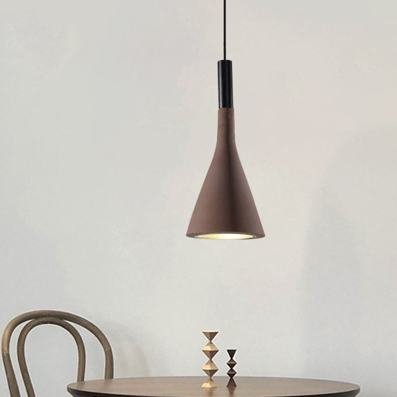 Taavita Funnel Pendant Light Nordic Cement 1 Head Hanging Lighting Dining Table