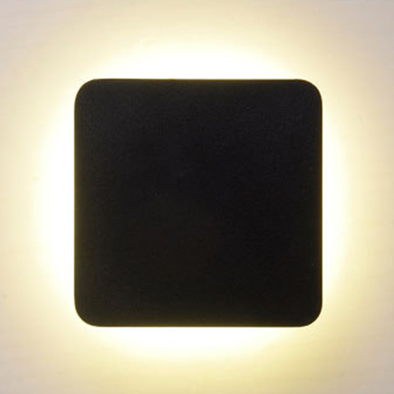 Round/Square Flush Mount Wall Lamp Minimalist Aluminum Hallway LED Sconce Light in Black Clearhalo 'Cast Iron' 'Glass' 'Industrial' 'Modern wall lights' 'Modern' 'Tiffany' 'Traditional wall lights' 'Wall Lamps & Sconces' 'Wall Lights' Lighting' 1985352