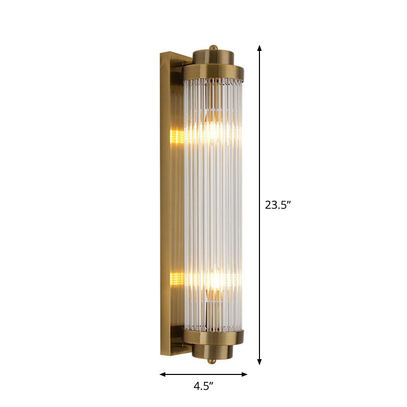 Taavita Wall Lamp Living Room Clear Ribbed Glass 2 Lights Postmodern Gold Lamp