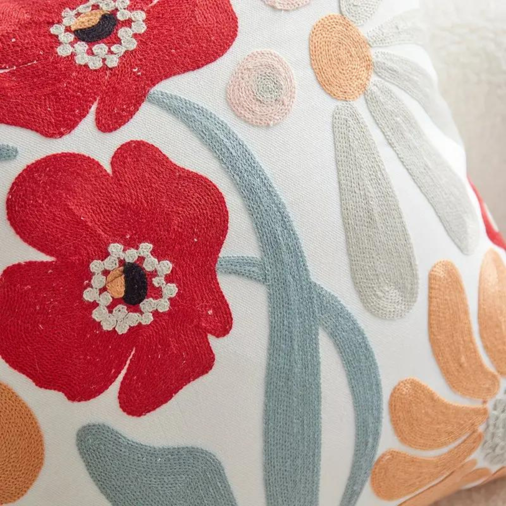 Elegant Plant Flower Patterned Cushion Cover