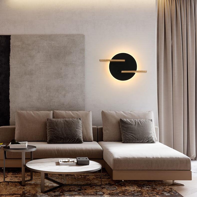 Taavita 1-Light Flat Round LED Wall Lamp with USB Connection and Switch