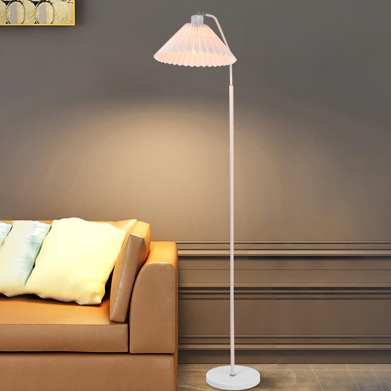 Minimalistic 1-light floor lamp with folded fabric shade