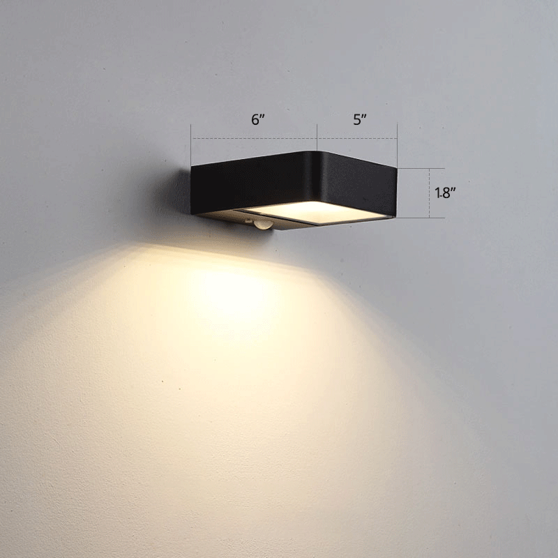 Taavita Rectangular Solar Wall Sconce Light - Simplicity LED Black Mount Lamp for Patio