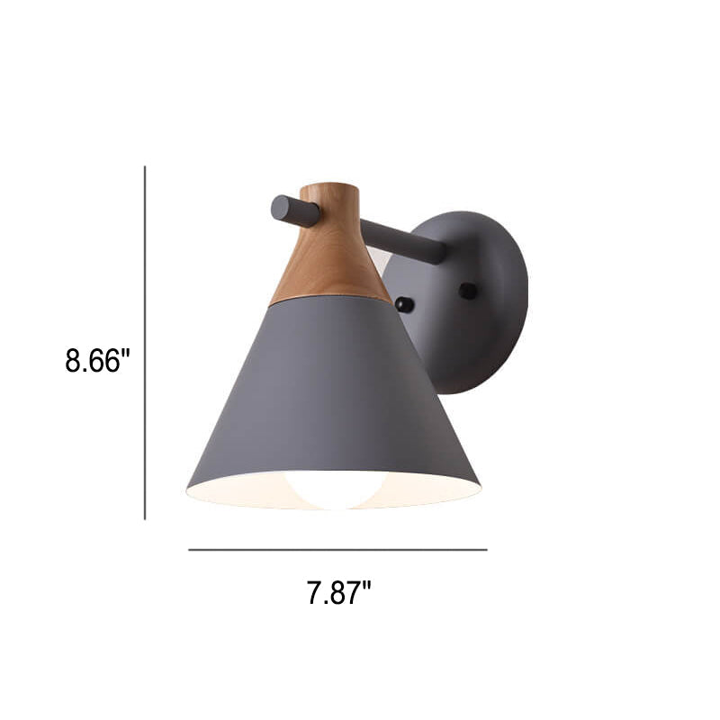 Taavita Solid Wood Macaron Cone Shade 1-Light Wall Lamp