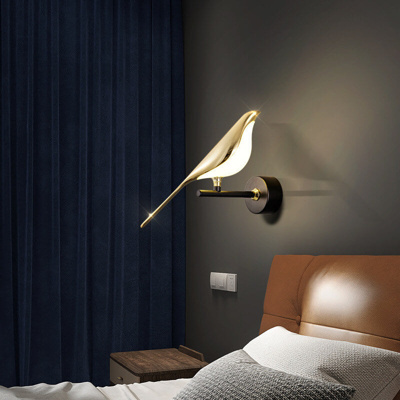 Modern Creative Bird 1/2 Light LED Rotatable Wall Lamp in Gold or Black