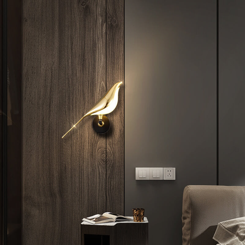 Modern Creative Bird 1/2 Light LED Rotatable Wall Lamp in Gold or Black