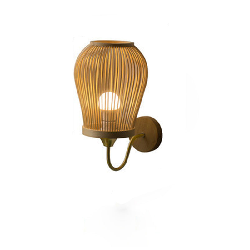 Taavita handwoven round wall lamp made of bamboo with 1 light lampshade