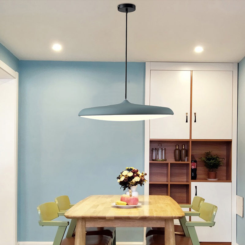 Metal Flying Saucer Pendulum Light Modernity 1 Bulb Pendant Lighting Fixture for Dining Room Blue Clearhalo 'Ceiling Lights' 'Modern Pendants' 'Modern' 'Pendant Lights' 'Pendants' Lighting' 2011179