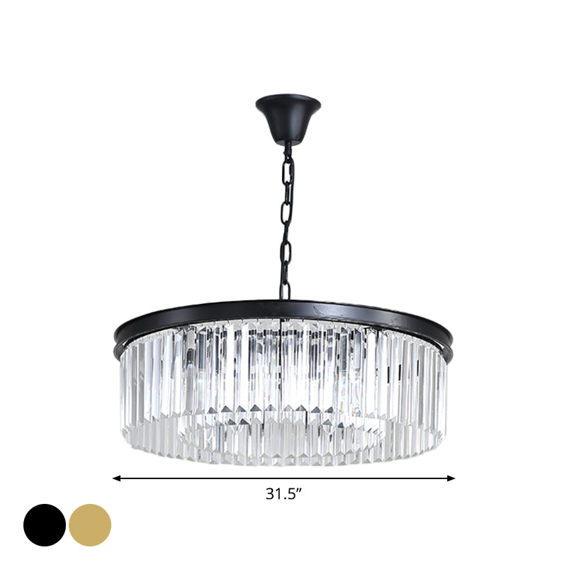 Minimalism Black/Gold Round Pendant Light Fixture Crystal 4/12/16 Bulbs Restaurant Ceiling Chandelier