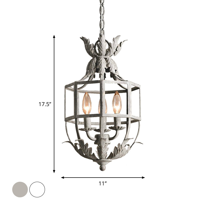 3 Heads Chandelier Lamp Classic Living Room Pendant Lighting with Wire Cage Metal Shade Clearhalo 'Ceiling Lights' 'Chandeliers' Lighting' options 2016168