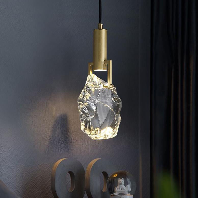 Modern, Minimalistic Ice Cube Crystal 1-Light Pendant Lamp