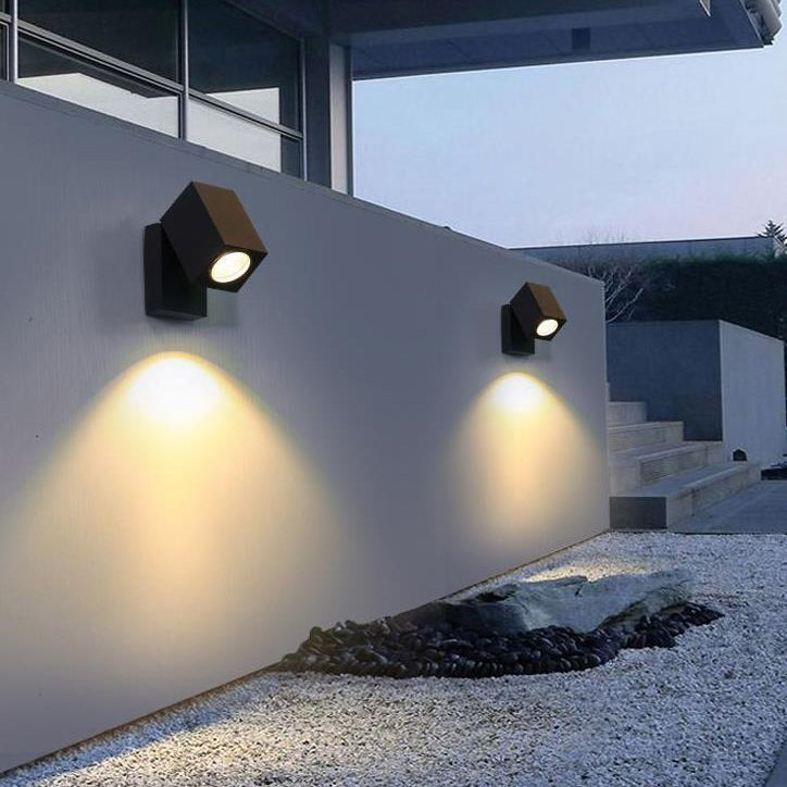 Modern Square Waterproof LED Outdoor Garden Wall Sconce Lamp with Adjustable Angle