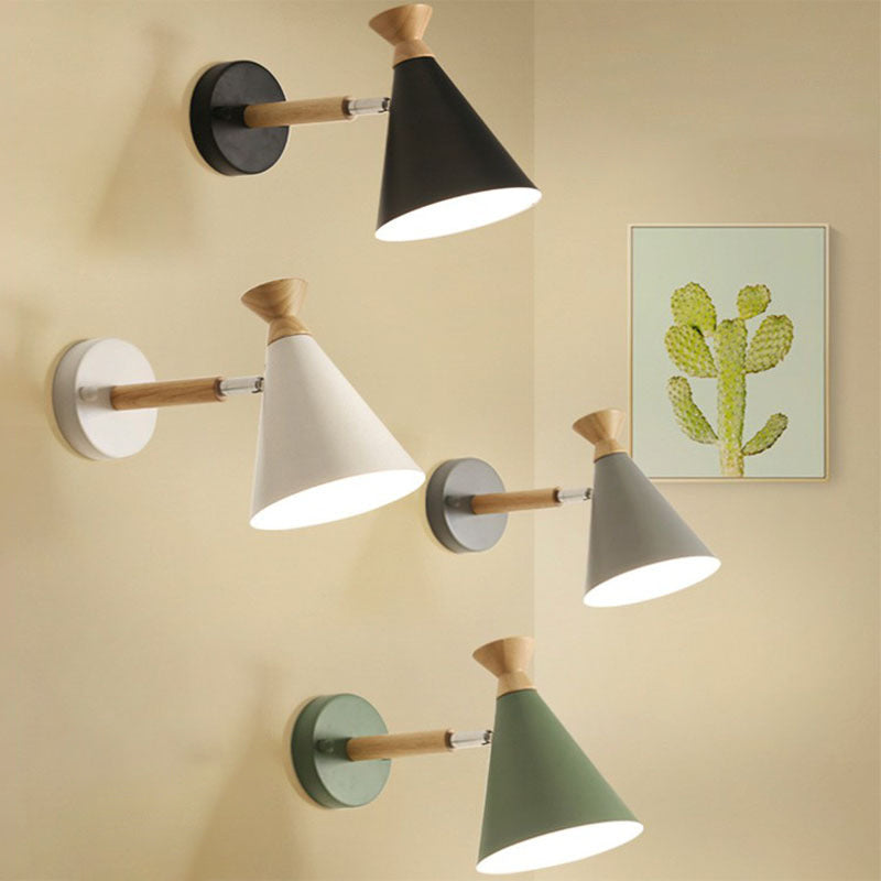 Taavita Conical Contemporary Wall Mounted Lamp with Wood Top - 1 Bulb Wall Lighting Ideas