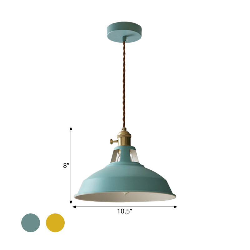 Taavita 1-Light Metal Pendant Light for Dining Room - Green Yellow, Industrial, Hanging, 220V-240V 110V-120V, E26/E27