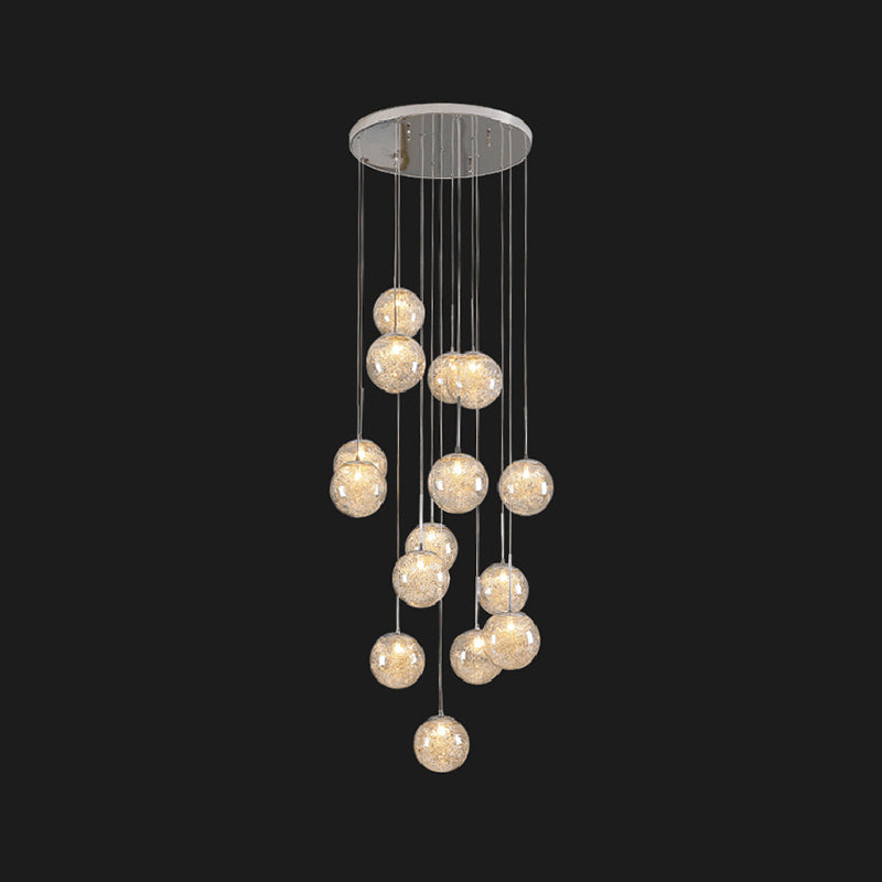 Clear Glass Spherical Multi Light Pendant Taavita Simplicity Hanging Lamp Kit for Stairs