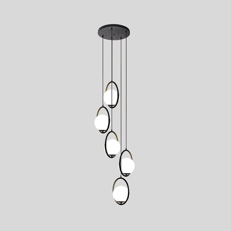 Taavita Multi Light Chandelier Simple Glass Pendant Lighting for Stairs, 5-6 Lights, Modern Metal, 110V-240V