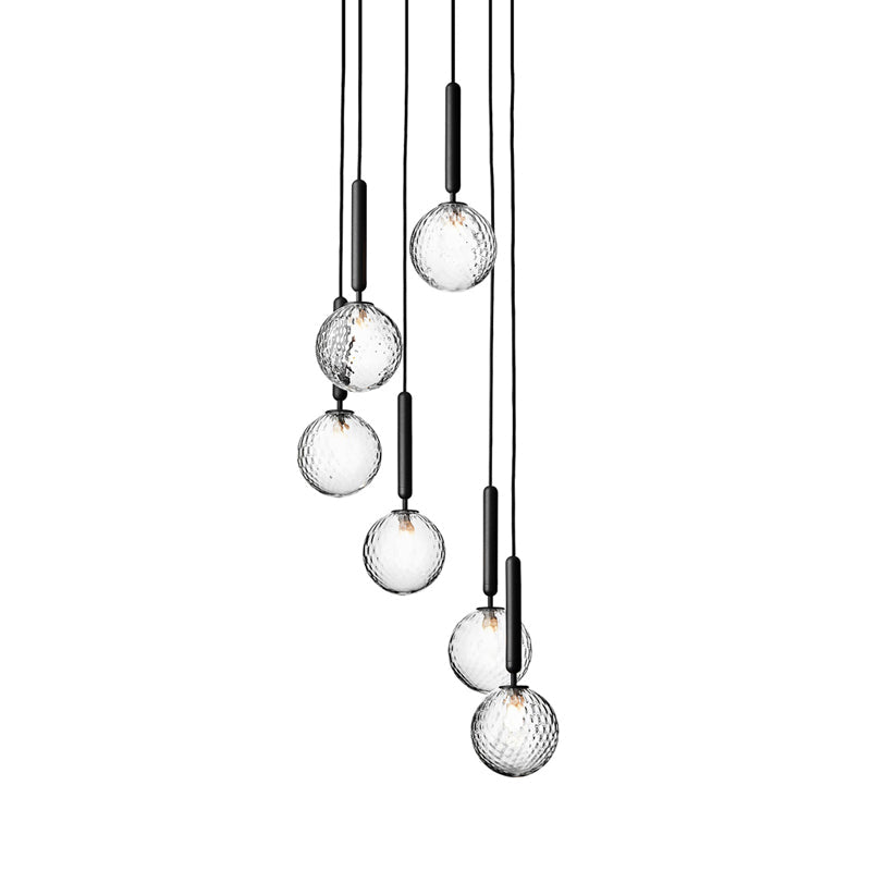 Black Globe Multi Light Chandelier Simple Glass Pendant Lighting Fixture for Stairs Black A Clearhalo 'Ceiling Lights' 'Modern Pendants' 'Modern' 'Pendant Lights' 'Pendants' Lighting' 2025417