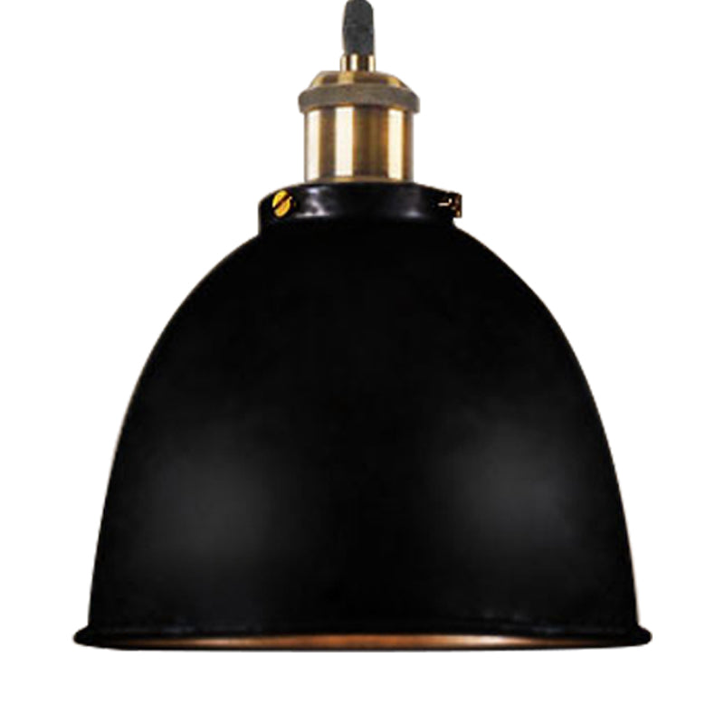 Taavita Dome Pendant Lamp 1 Light Candelabra Wrought Iron Hanging Light with Cable in Black/Rust