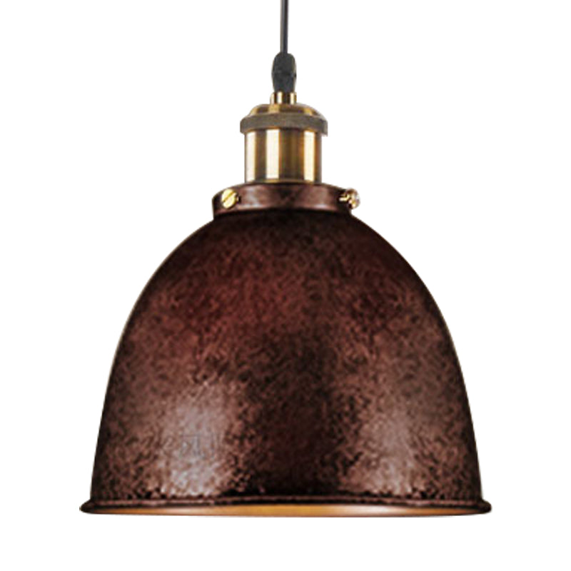 Taavita Dome Pendant Lamp 1 Light Candelabra Wrought Iron Hanging Light with Cable in Black/Rust