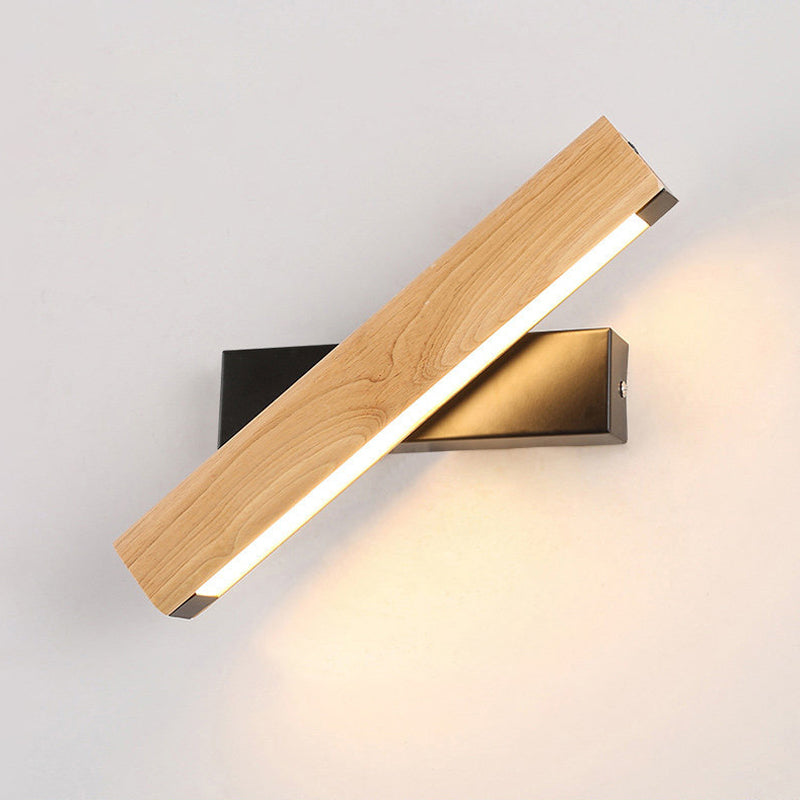 Linear Reading Wall Light Modern Wooden Rotatable LED Bedroom Sconce Lighting Fixture Clearhalo 'Modern wall lights' 'Modern' 'Wall Lamps & Sconces' 'Wall Lights' Lighting' 2038771