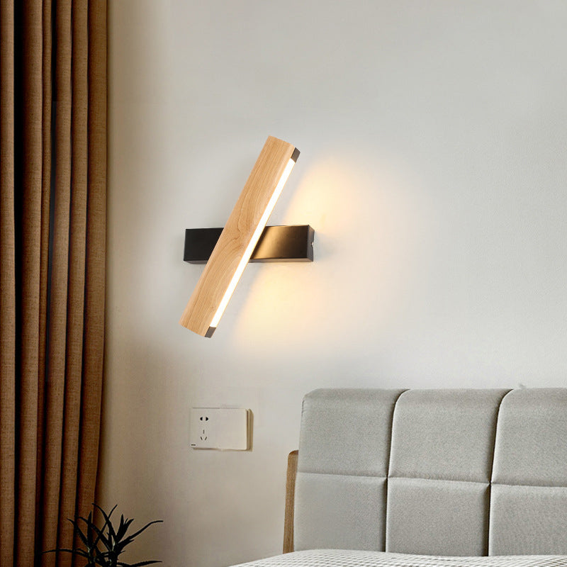 Modern Wooden Rotatable LED Bedroom Lighting with Linear Reading Features