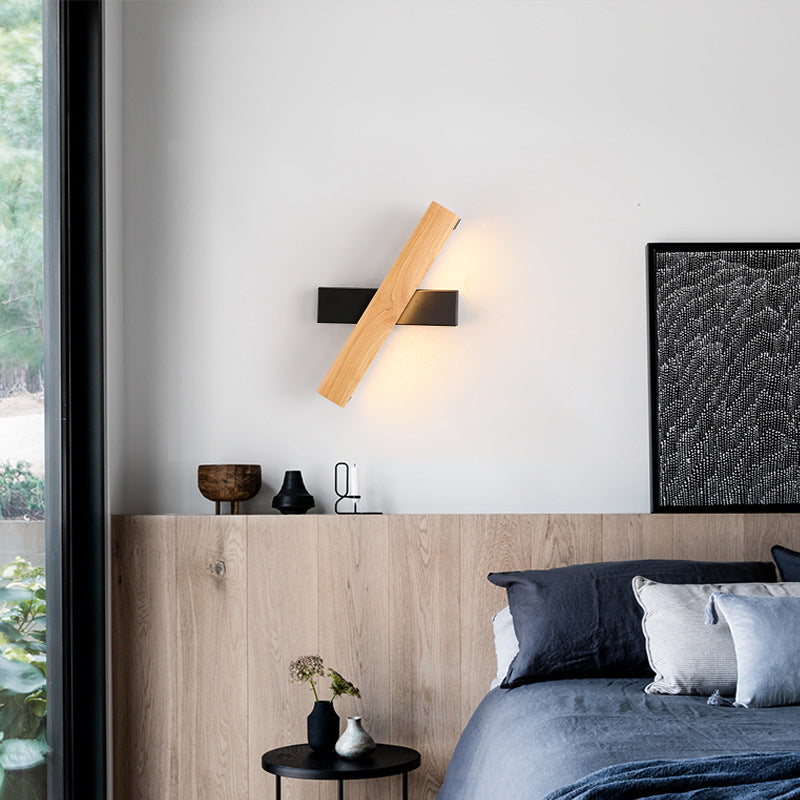 Modern Wooden Rotatable LED Bedroom Lighting with Linear Reading Features