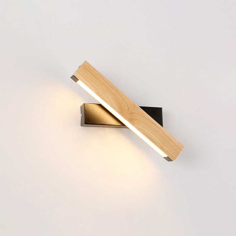 Linear Reading Wall Light Modern Wooden Rotatable LED Bedroom Sconce Lighting Fixture Matte Black Large Clearhalo 'Modern wall lights' 'Modern' 'Wall Lamps & Sconces' 'Wall Lights' Lighting' 2038770